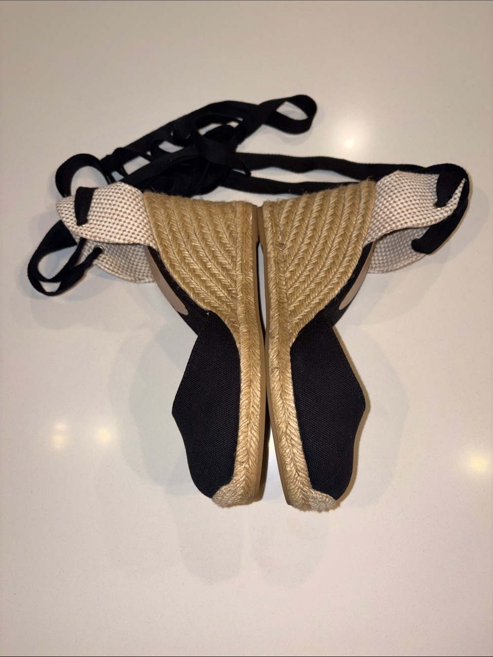 ALDO Black Lace-Up Espadrille Wedge Sandals | Ankle Wrap | Size 7.5 - Picture 3 of 3